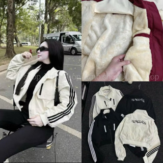  Áo khoác bomber gió  2 lớp LÓT LÔNG kẻ SỌC túi hộp thể thao kháng nước nhẹ Có Dây Rút 99 