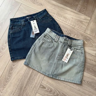 Chân Váy Jeans Nữ THE QUAO Lưng Cao Túi Kiểu Đĩa Đôi Basic Bụi S2206_720