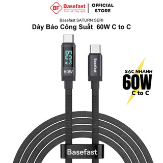 Dây sạc nhanh Type C 60W Basefast cáp hiển thị công suất chống quá tải nhiệt cho samsung xiaomi oppo