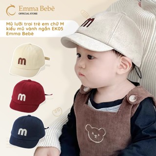 [VÒNG ĐẦU 42CM ] Mũ cho bé 6 tháng – 2 tuổi EK05 Jussy Official Mũ lưỡi trai vành ngắn thêu chữ M vải cotton mềm