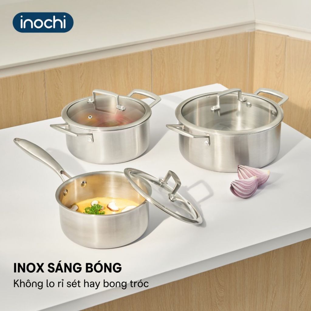 Chảo inox Omi Goumet thiết kế chắc chắn an toàn, inox không gỉ