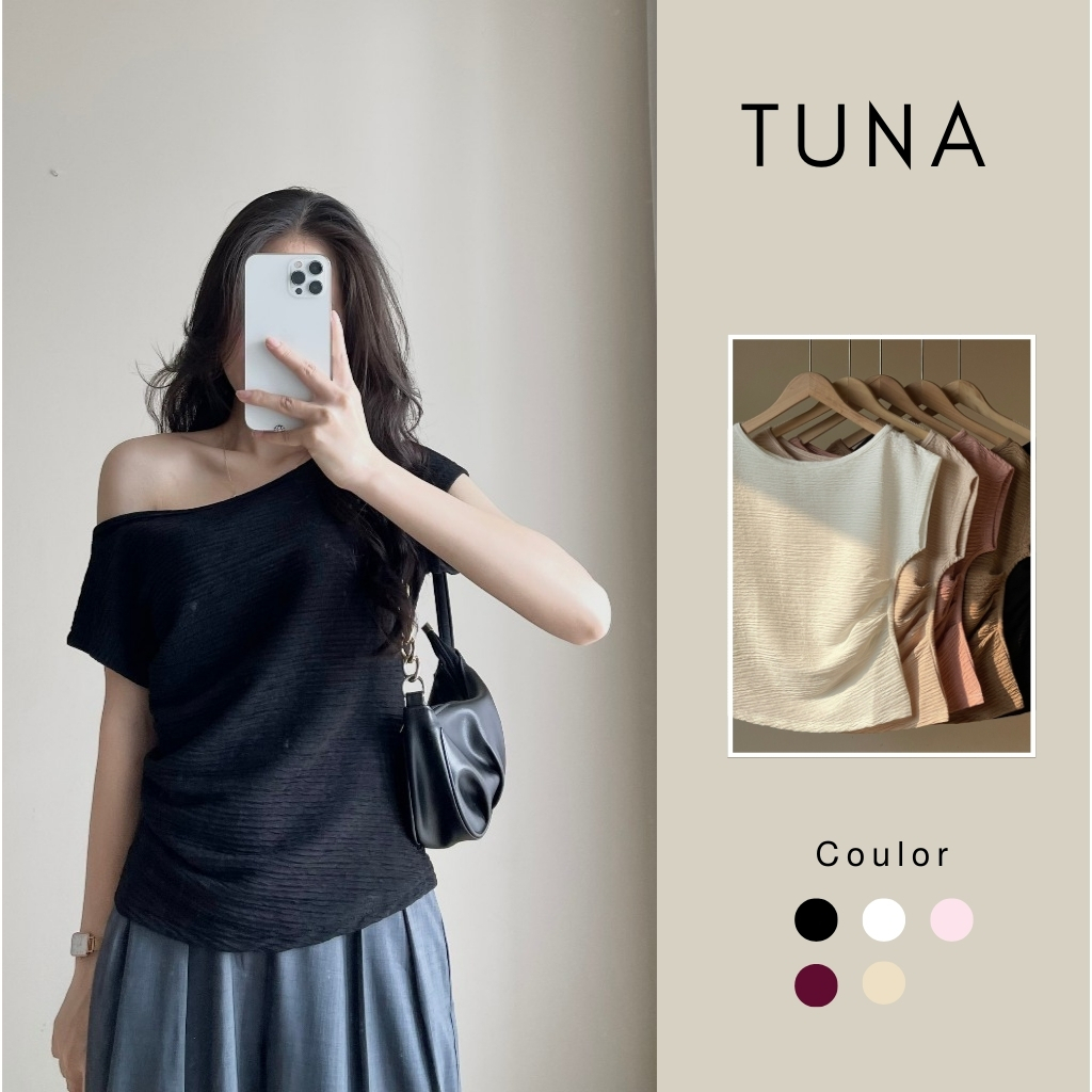 Áo Thun Lệch Vai Tay Hến, Áo Phông Kiểu Dáng Vừa Điệu Chất Vải Xốp Tuna Store