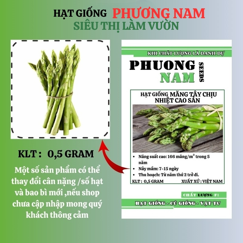 0.5 Gram - Hạt Giống Măng Tây Chịu Nhiệt Năng Suất Khủng Phương Nam