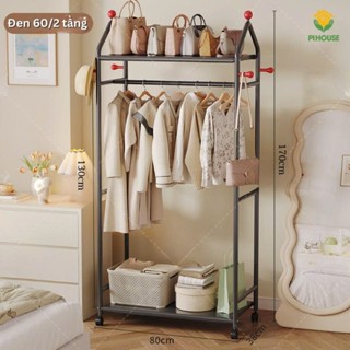 Kệ Treo Quần Áo 2 Tầng Chữ L Có Móc Treo Quần Áo Túi Xách , Chỗ Để Giày Dép Tiện Lợi YKA HOUSE