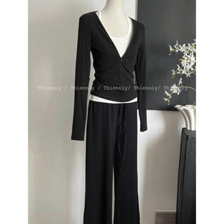 ( Ảnh thật ) 312 Set 3 món áo kéo khoá áo dây và quần xuông nhẹ lưng chun