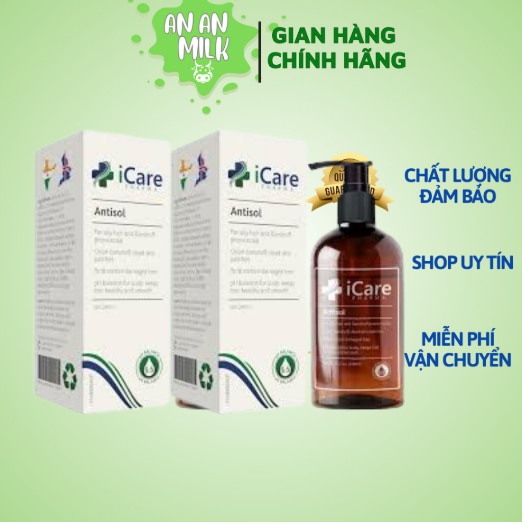 [COMBO 2 HỘP]Dầu Gội iCare Antisol Sạch Gàu Chiết Xuất Dược Liệu Sạch Gàu, Giảm Ngứa, Chống Rụng, Kh
