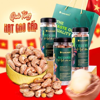 Set quà 3 hũ hạt 250g TANU NUTS, quà tặng hạt dinh dưỡng gồm macca, điều, dẻ cười, xoài sấy sang trọng.