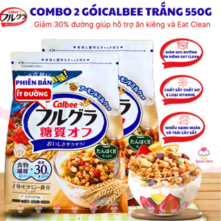   COMBO 2 GÓI  Ngũ cốc Calbee Trắng Ăn Kiêng Ít Đường Giảm Cân Nhật Bản mix hoa quả trái cây sữa chua dùng ăn sáng  550G  