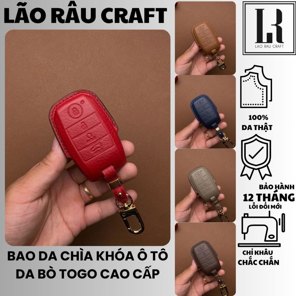 Bao da chìa khoá xe ô tô Kia K165, Seltos, Sonet, bọc chìa khoá xe hơi da bò thật KIA_C4