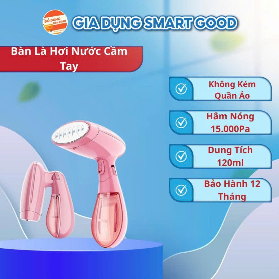 Bàn ủi hơi nước cầm tay gấp gọn, Bàn là hơi nước công suất 1500W, Là thẳng mọi loại vải, Bình 130ml, Bảo Hành 1 Đổi 1Bàn
