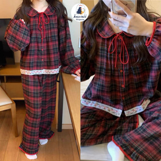  ĐỒ NGỦ PIJAMA CỔ SEN CARO VẢI DẠ SIZE 45-58KG ĐỒ NGỦ NỮ CARO ĐỒ BỘ DỄ THƯƠNG MẶC MÁT 