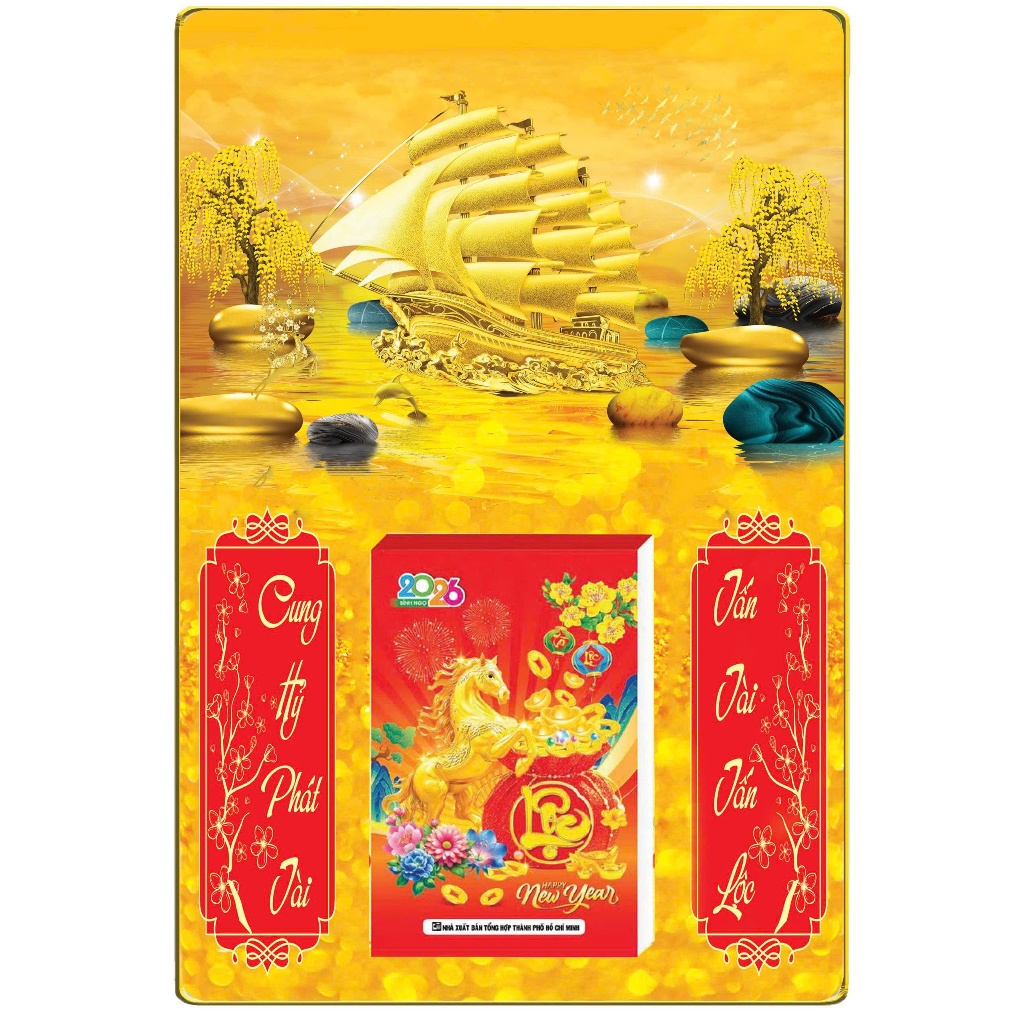 [TẶNG KÈM BLOC 20x30] BÌA LỊCH GỖ TREO TƯỜNG 2026 - BÌA LAMINATE BO VIỀN KT. 40X60CM - BÌA LỊCH 2026