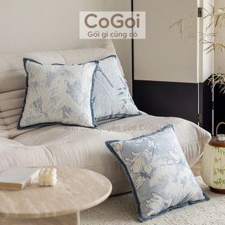  Gối tựa lưng sofa gối tựa sofa tone xanh lam trắng kem thanh lịch kích cỡ 45x45cm 