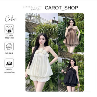    XẢ KHO   VHT18 Set áo yếm “ HOA CUỘN “ mix quần giả váy chất tơ mềm mịn sang chảnh đi chơi dạo phố by CarrotShop 