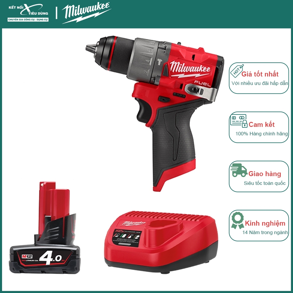 Máy khoan động lực dùng pin 12V Milwaukee Kết Nối Tiêu Dùng M12 FPD2 - Chính hãng - Động cơ Không Ch