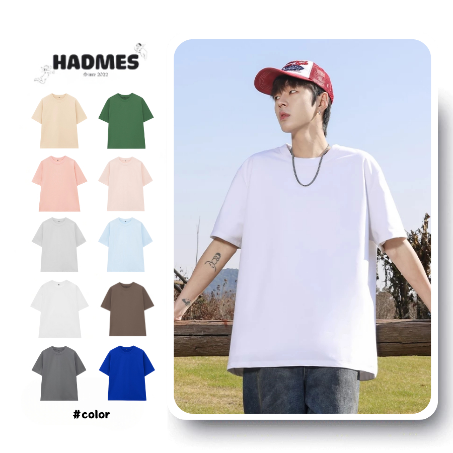 [XẢ KHO] Áo thun trơn Unisex nam nữ, áo phông basic tee form rộng cổ tròn vải thoáng mát HADMES