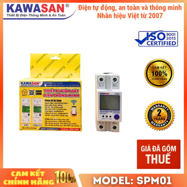 Công Tơ Điện Tử Wifi Kawasan, Theo Dõi Điện Năng Tiêu Thụ Qua ĐT, SPM01 - KAWASAN (có xuất VAT)