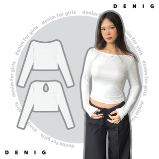  Áo thun ôm sát dài tay cổ thuyền khoét lưng DENIG - CHERRY TOP 