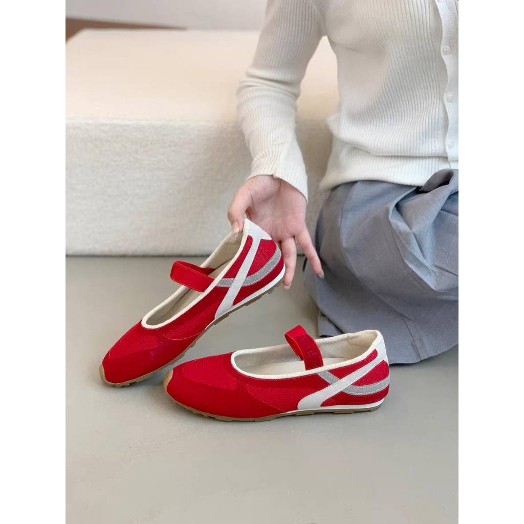 Kachi House Y4660-4 Giày da lộn phối lưới