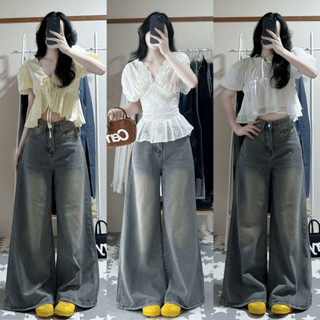 Quần Jean Xanh WASH RETRO Ống 33CM Suông Rộng Chất Jean Denim Lưng Cao Ôm Eo From Ống Siêu Rộng MIAA