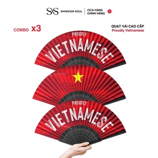 Combo 3 quạt cầm tay quốc kỳ Proudly Vietnamese Shinsign Tự hào Việt Nam