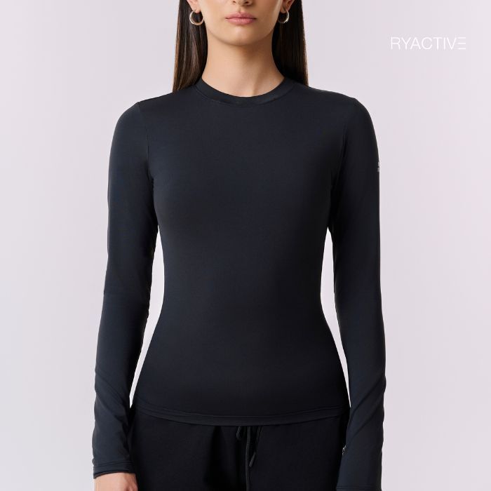 Áo tay dài RYACTIVE - SIMPLE LONGSLEEVES Màu Đen