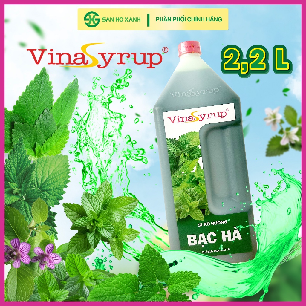 [Siro Can 2,2 Lít] VinaSyrup Bạc Hà – Syrup Pha Chế Trà Sữa, Đá Xay, Trà Trái Cây, Mojito