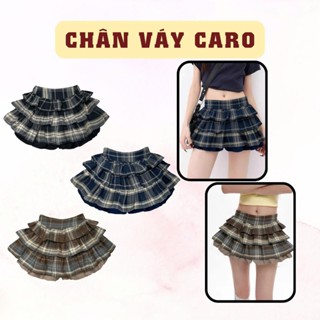Chân Váy SAIGONESE Nhún Bèo Nhiều Tầng Hoạ Tiết Caro Dáng Nữ