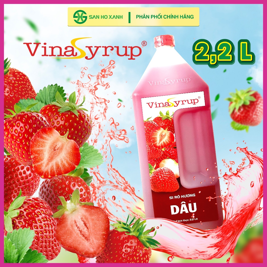 [Siro Can 2,2 Lít] VinaSyrup Dâu – Syrup Pha Chế Trà Sữa, Đá Xay, Trà Trái Cây, Mojito