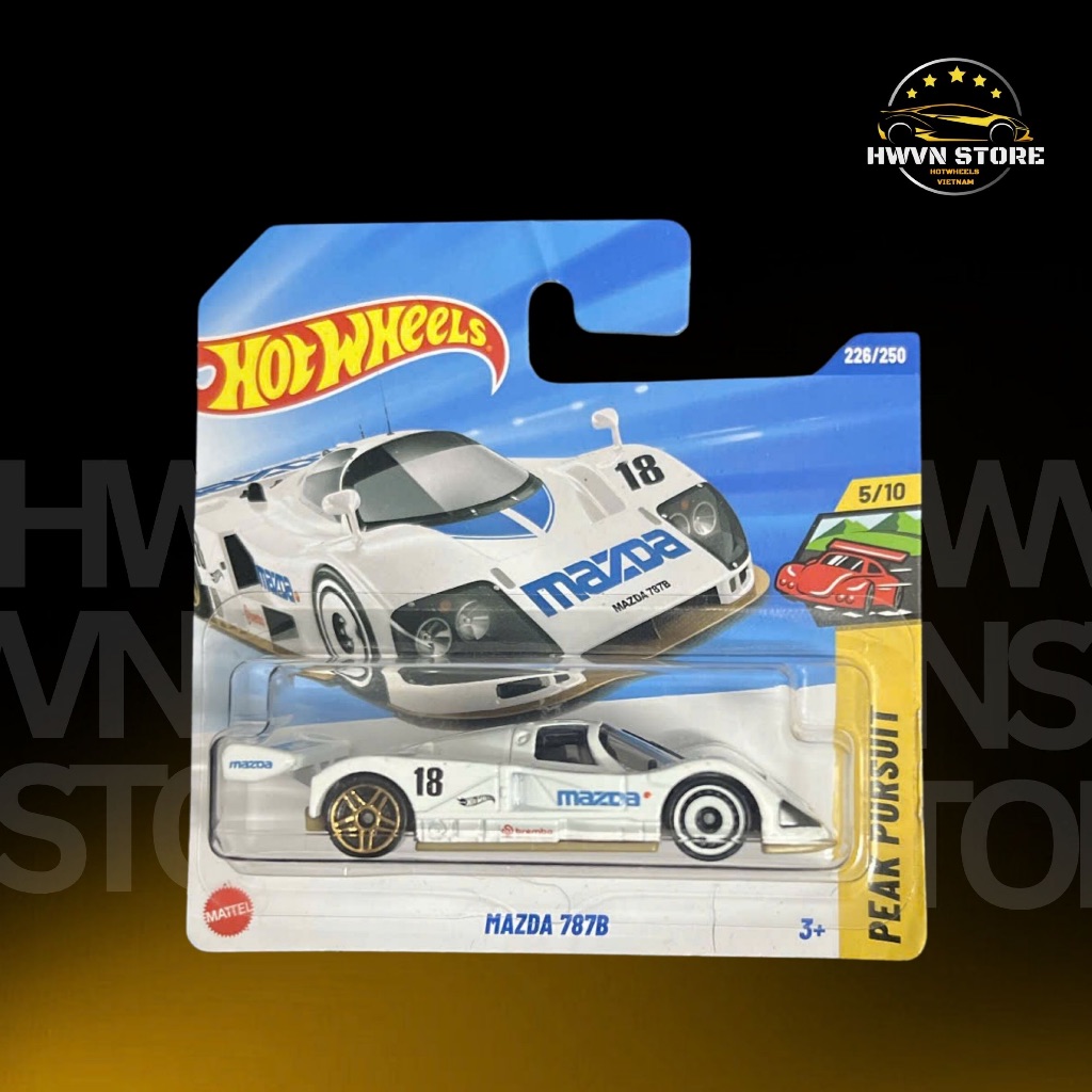 Xe mô hình Hotwheels Card Ngắn Mazda 787B màu trắng
