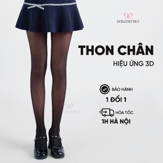 Quần Tất Nỉ 3D Mùa Đông 3 Màu Da Đen Siêu Dai Thon Chân Có Lớp Lót Màu Da Che Khuyết Điểm Ấm Áp DOLLY SECRET T13