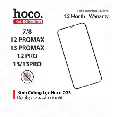 Kính cường lực 3D Hoco CG3 full màn hình , chống bám vân tay bảo vệ mắt cho (7/8/12promax/13promax/12pro/13/13pro)