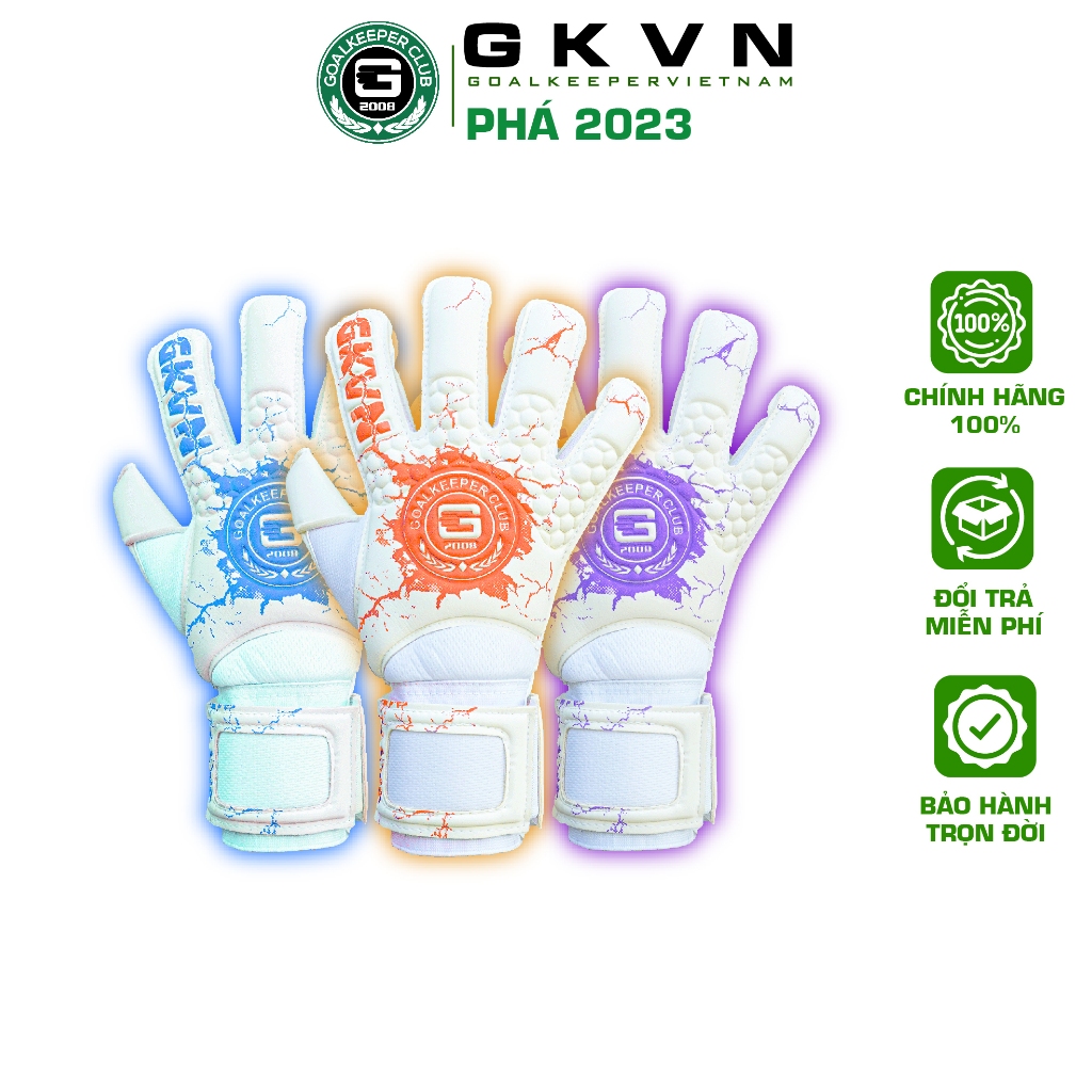 GKVN PHÁ 2024 - Xanh,Cam,Tím - Găng tay thủ môn mút CONTACT siêu dính, siêu bền (Size 7-8-9-10)