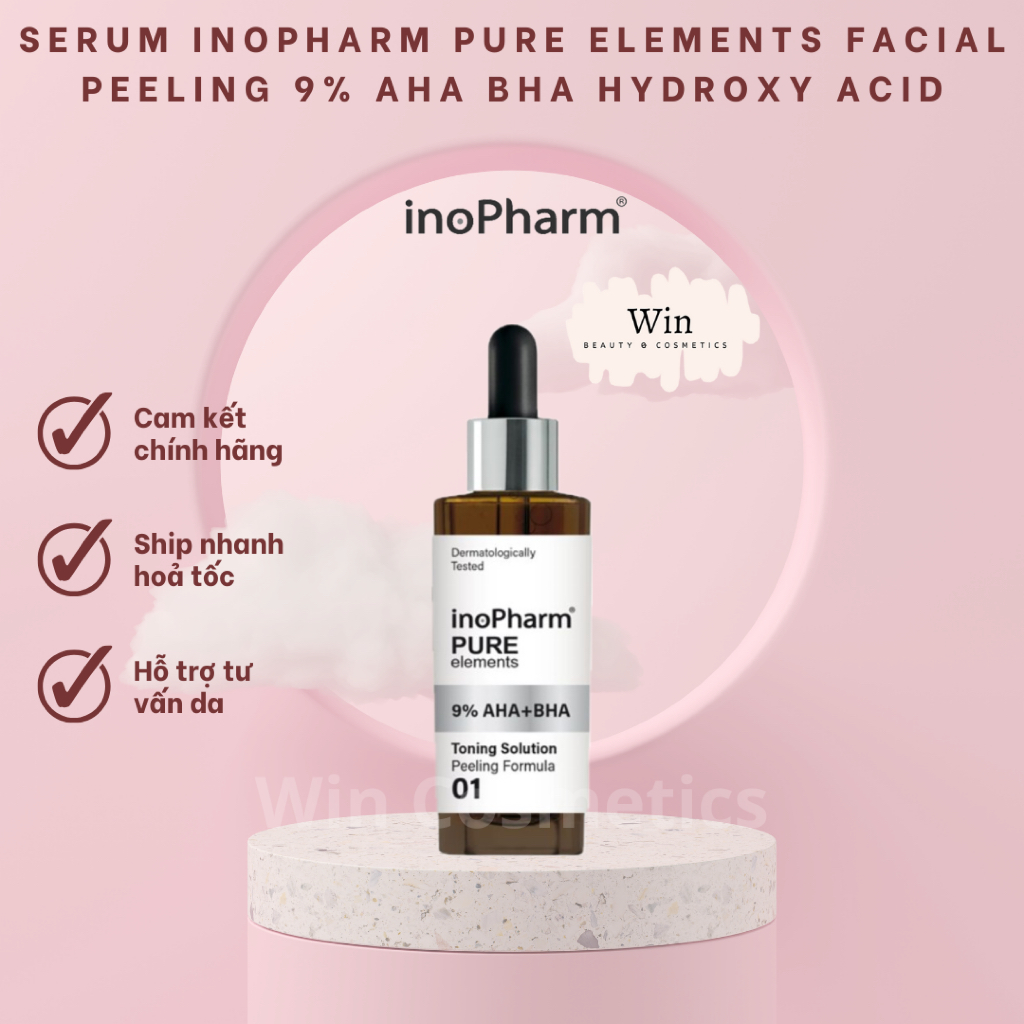 [Hàng công ty] Serum Tẩy tế bào chết InoPharm Pure Elements Facial Peeling với 9% AHA + BHA hydroxy 