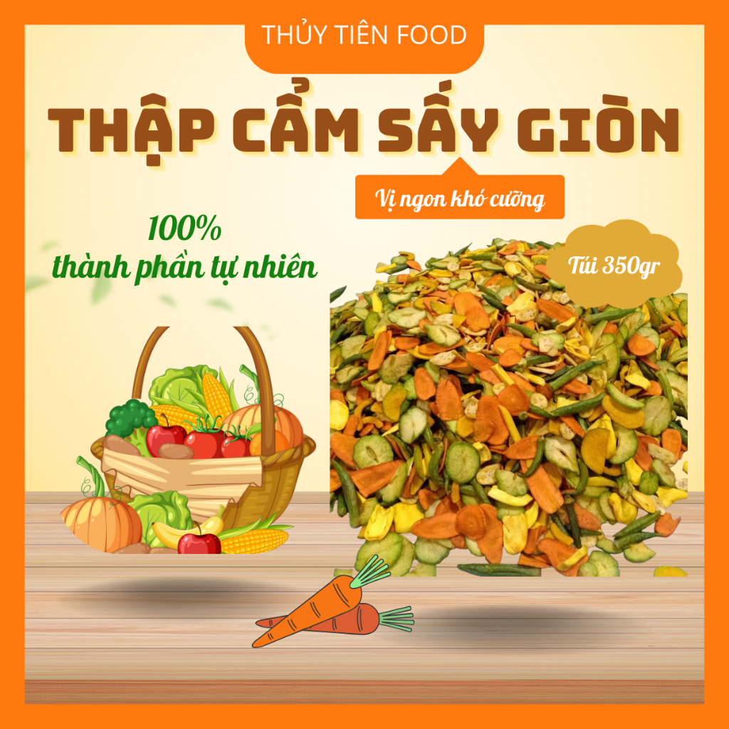 Trái Cây Sấy Giòn Rụm - Thập Cẩm Ăn Vặt Ngon Miệng túi 350gr