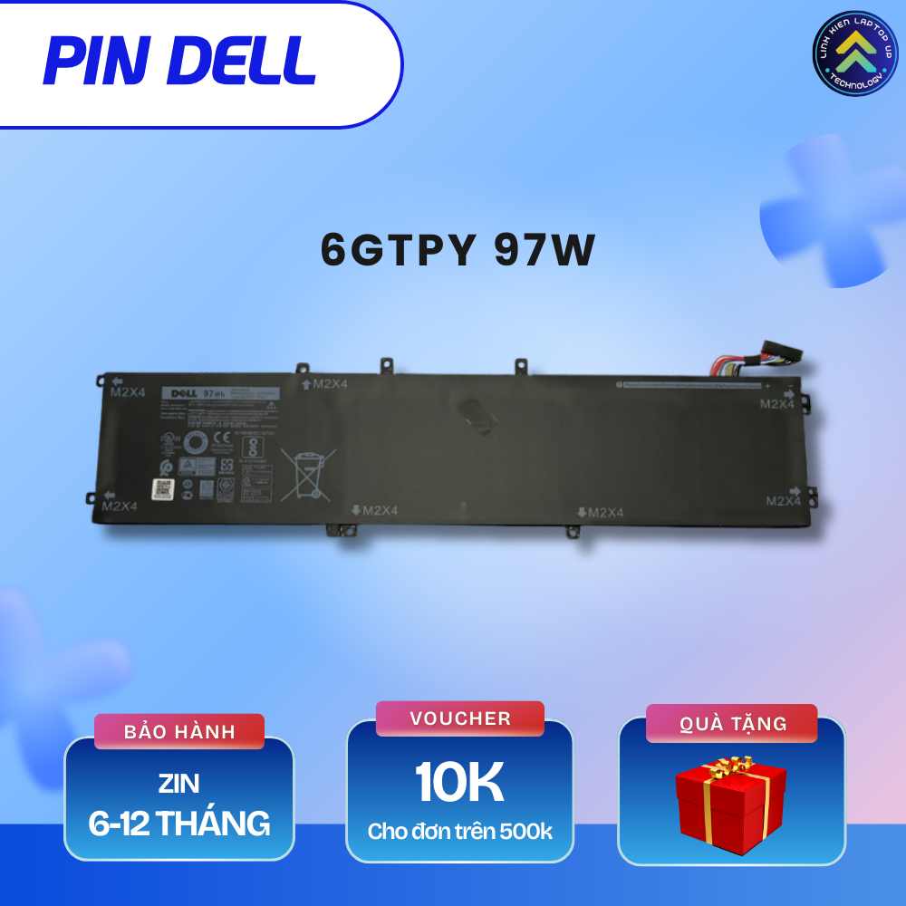 Pin Laptop Dell XPS 15 9550 9560, Inspiron 15 7590 7591, 5XJ28 RRCGW H5H20 4GVGH 6GTPY-BH 6 THÁNG