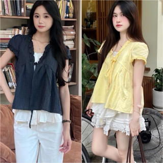  Áo Babydoll 591  có Bigsize  có thêm lớp lót trắng phối ren chất liệu lụa Hàn đũi mềm mát 