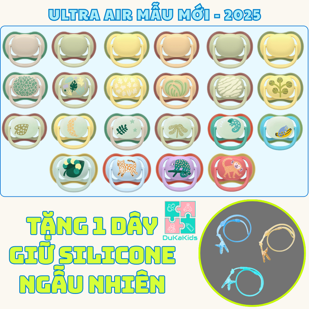 (TẶNG DÂY CÀI) Ti giả, ti ngậm Avent Ultra Air chỉnh nha cho bé 0-6 tháng; 6-18 tháng; 18-36 tháng