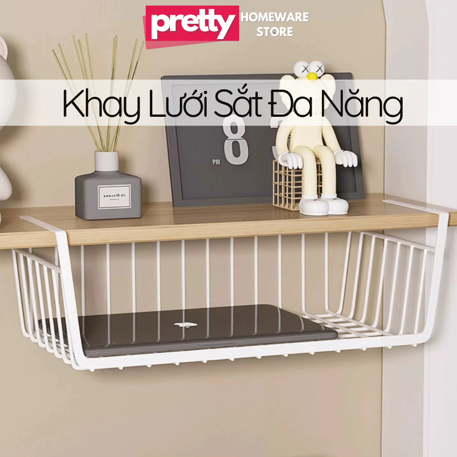 Khay Lưới Sắt Để Đồ Dưới Bàn Học, Bàn Làm Việc, Tủ Bếp Ngăn Kéo Size 33x23cm Kệ Khung Gài