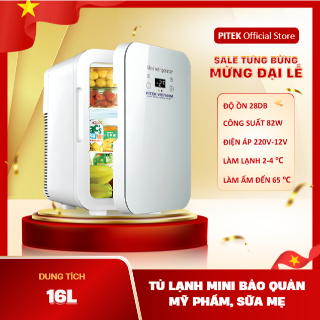   Có VAT  Tủ lạnh mini Chính Hãng PITEK bảo quản sữa mẹ mỹ phẩm 16L -  Bảo Hành Công 3 Năm  