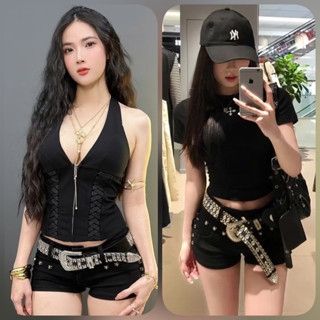  Quần Đùi Jean Nữ Cạp Trễ Ôm Mông Đùi Quần Short Đen Lưng Thấp Đính Đá Hot Trend GZHOU QUẦN ĐINH TÁN 