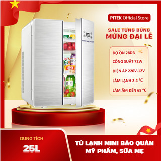   Có VAT  Tủ lạnh mini Chính Hãng PITEK bảo quản sữa mẹ mỹ phẩm 25L Màu Bạc -  Bảo Hành Công 3 Năm  