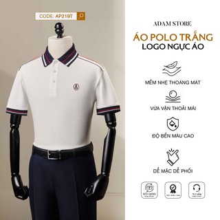 ÁO POLO NAM ADAM STORE NGẮN TAY TRẮNG LOGO NGỰC ÁO AP219T