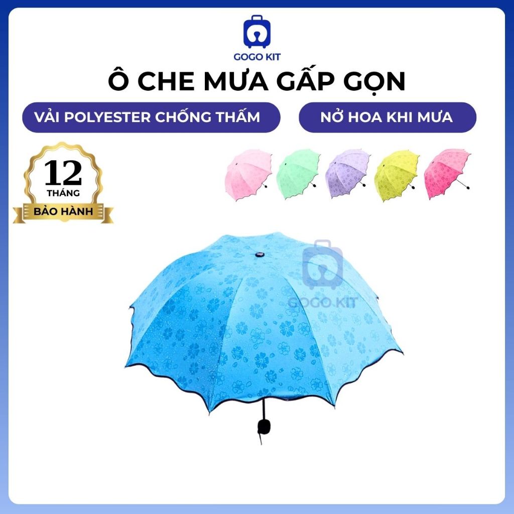 Ô che mưa gấp gọn hình hoa nở thiết kế chắc chắn khung sườn cứng cáp ô gấp gọn mini tiện lợi