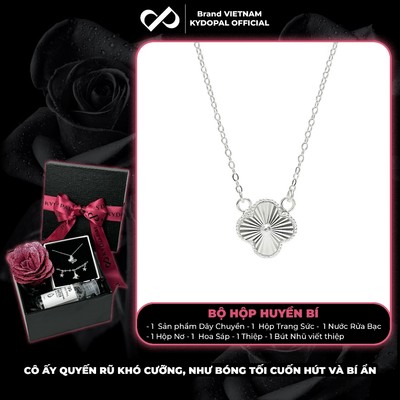 [HCM Hỏa Tốc] Dây chuyền bạc nữ KYDOPAL cỏ bốn lá cá tính vân sáng may mắn hạnh phúc trang sức 925 - PAL9C8C15