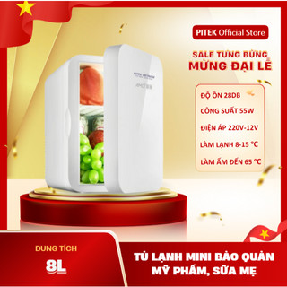  Tủ lạnh mini Amoi 8 lít bảo quản mỹ phẩm trữ sữa nước uống  đủ dây cắm điện 220V + ô tô  - Pitek 