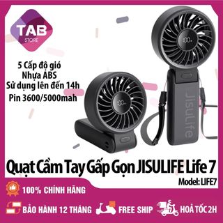  Quạt Cầm Tay Gấp Gọn Jisulife Life 7 Pin 3600 5000mAh 5 Cấp Độ Gió - Bảo Hành 12 Tháng 