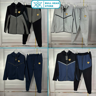 Bộ Nỉ Hoodie Nam Loaey Teck Phối Kẻ Vạch Khoá Siêu Nét - Bộ Quần Áo Nam Nữ Loaey Teck Thêu Logo Mùa Đông Cao Cấp
