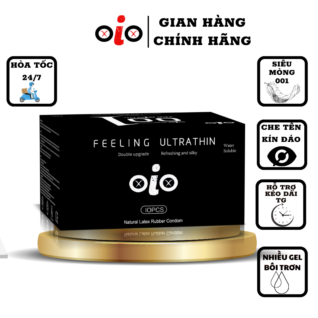 Bao cao su siêu mỏng 001 OiO có gai kéo dài thời gian bcs nhiều gel bôi trơn chống xuất tinh sớm