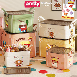 Thùng Nhựa Đựng Đồ Cookie Dễ Thương Có Nắp, Hộp Lưu Trữ Đồ Chơi, Quần Áo, Có Quai Xách Cầm Tay